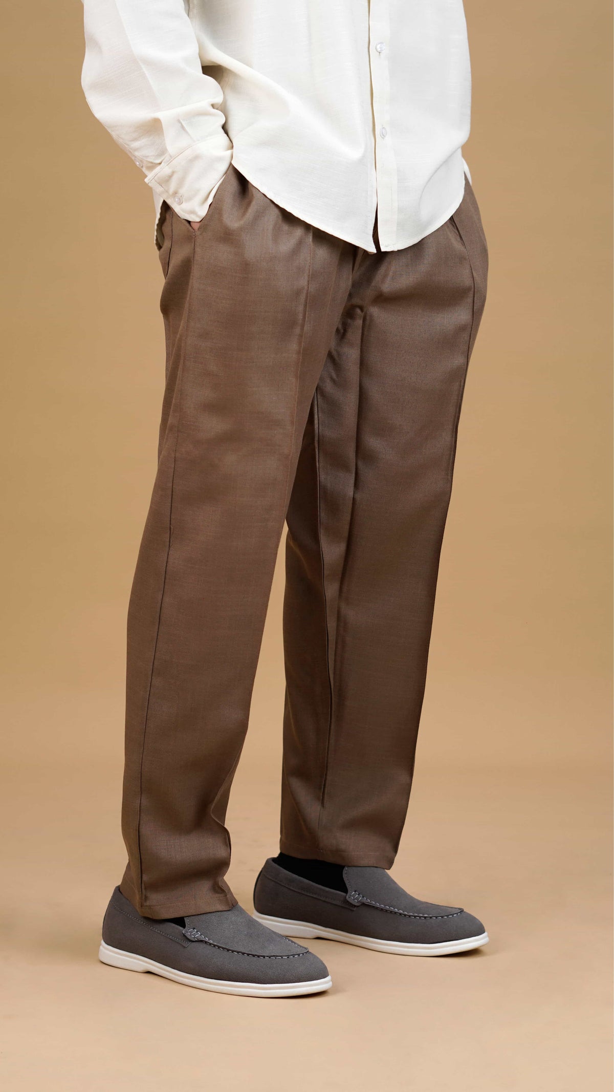 Camel Brown Linen Trousers