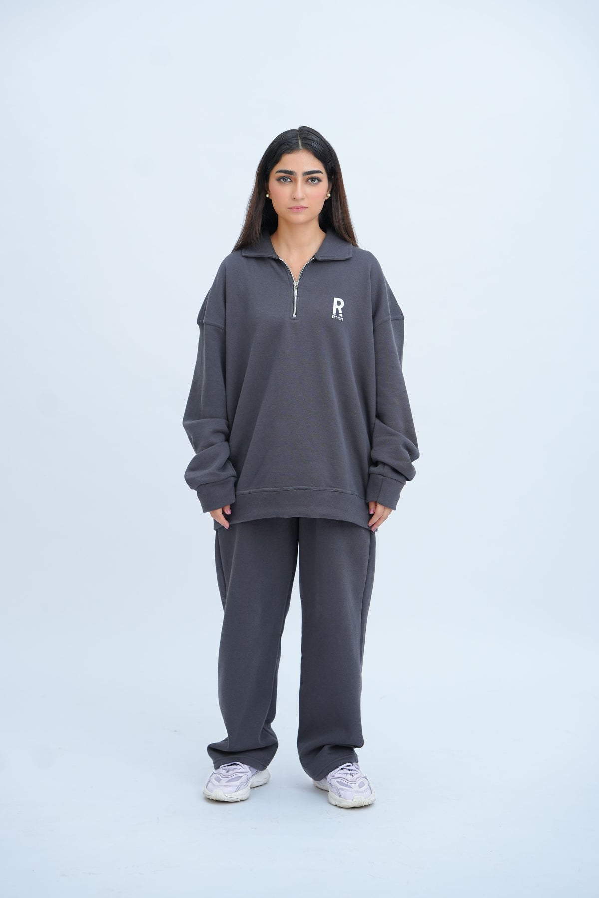 Grey Quarter Zipper Co-Ord Set