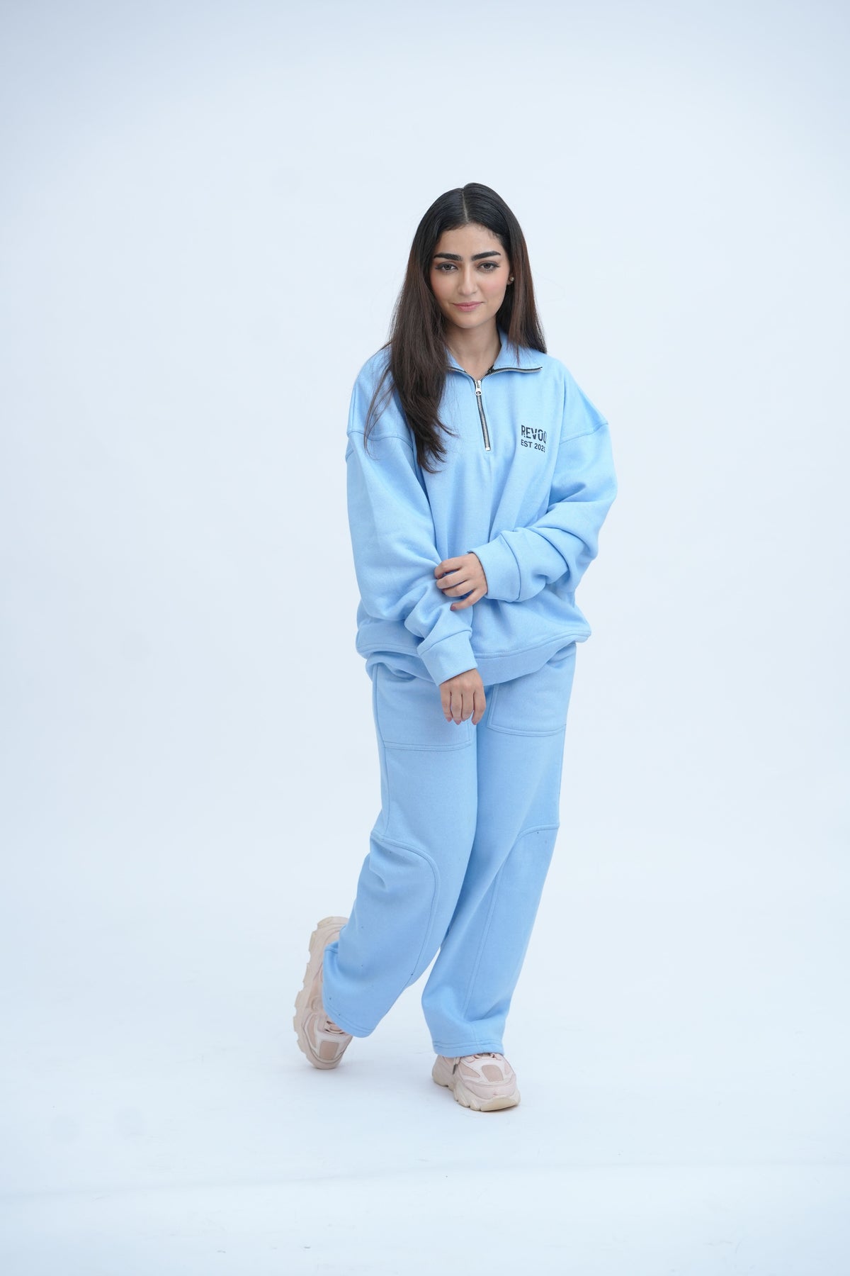 Blue Mock Neck