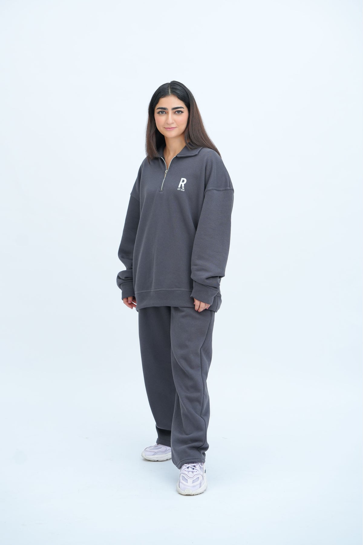Grey Quarter Zipper Co-Ord Set
