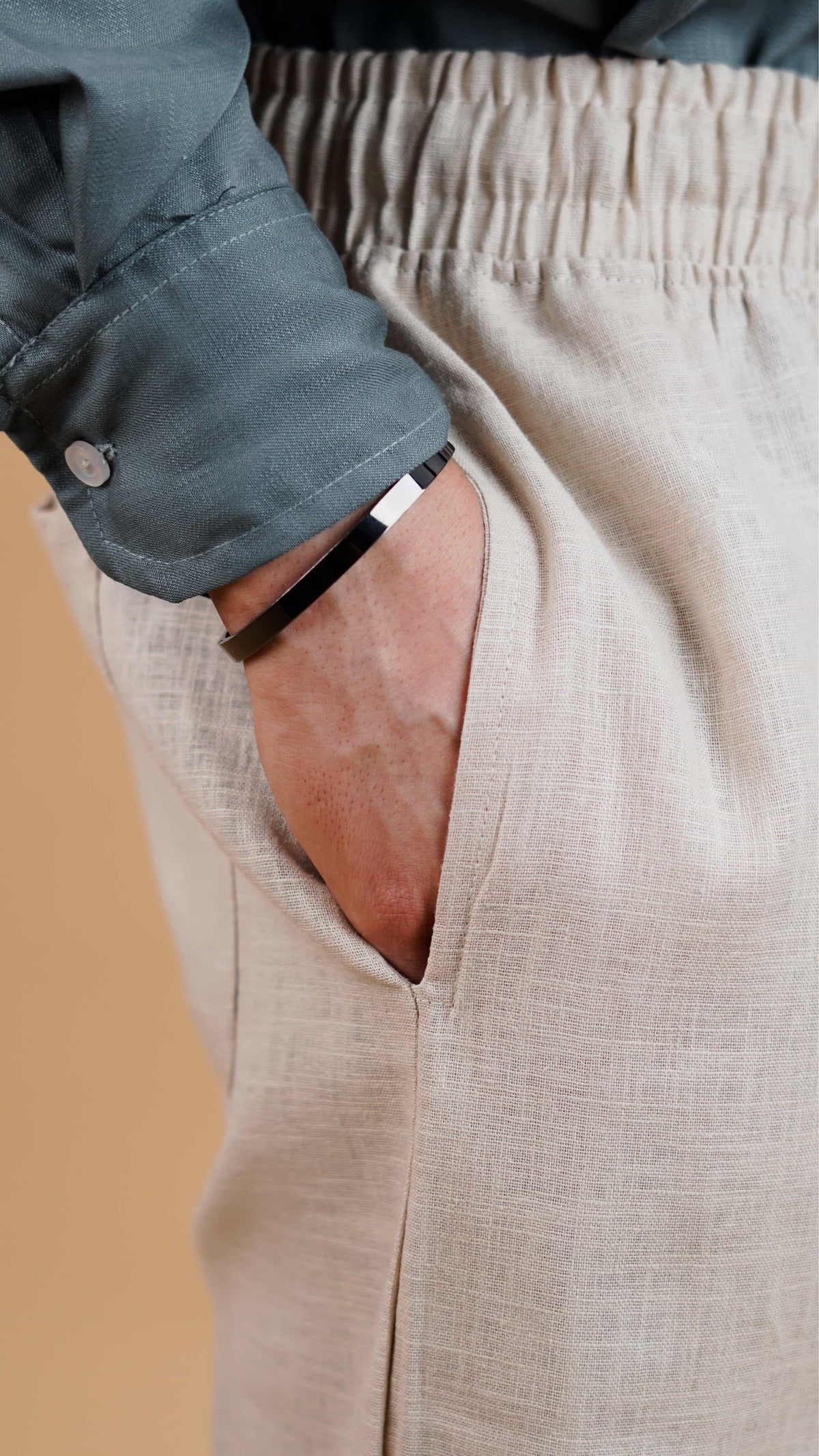 Beige Linen Trouser - men