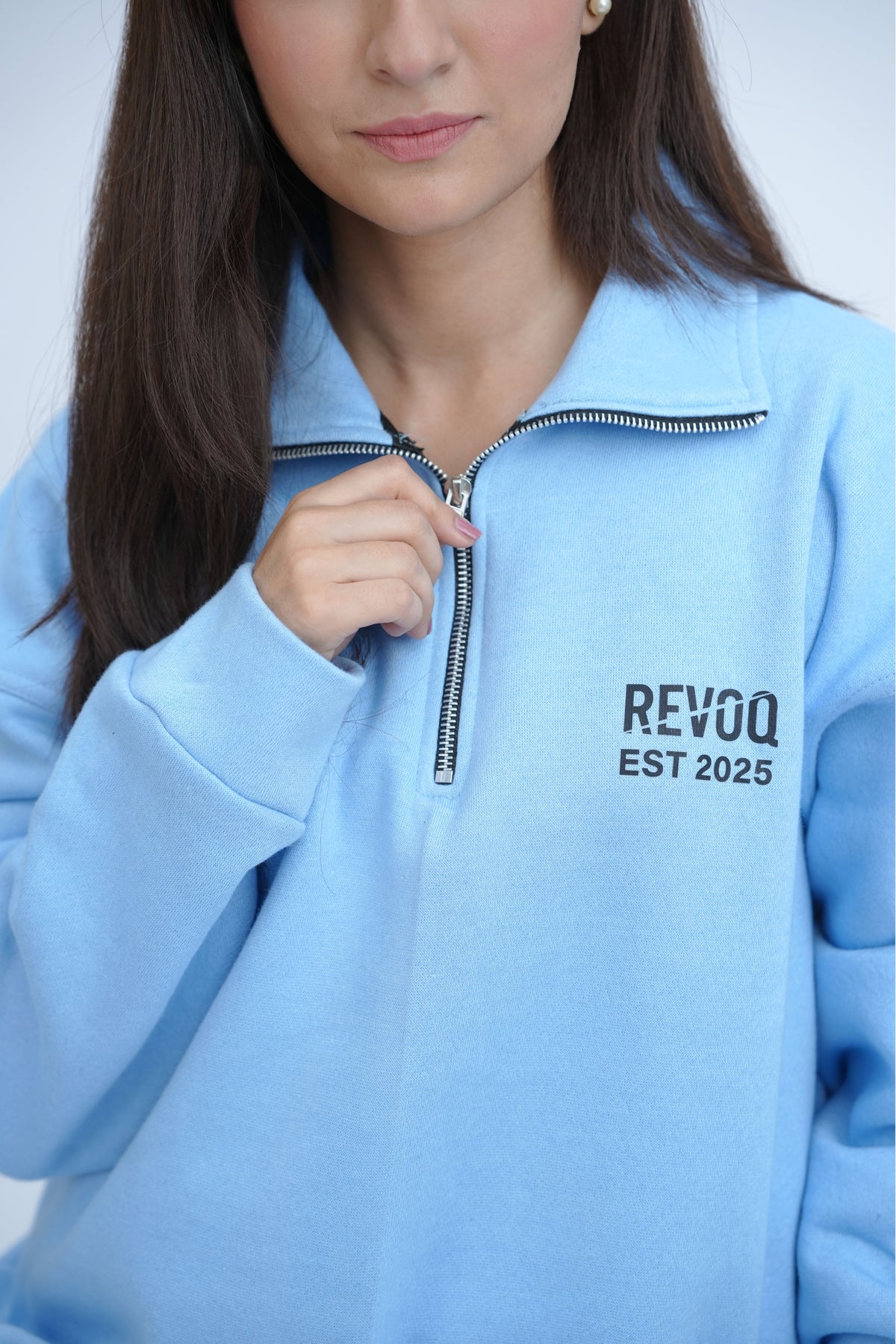 Blue Mock Neck