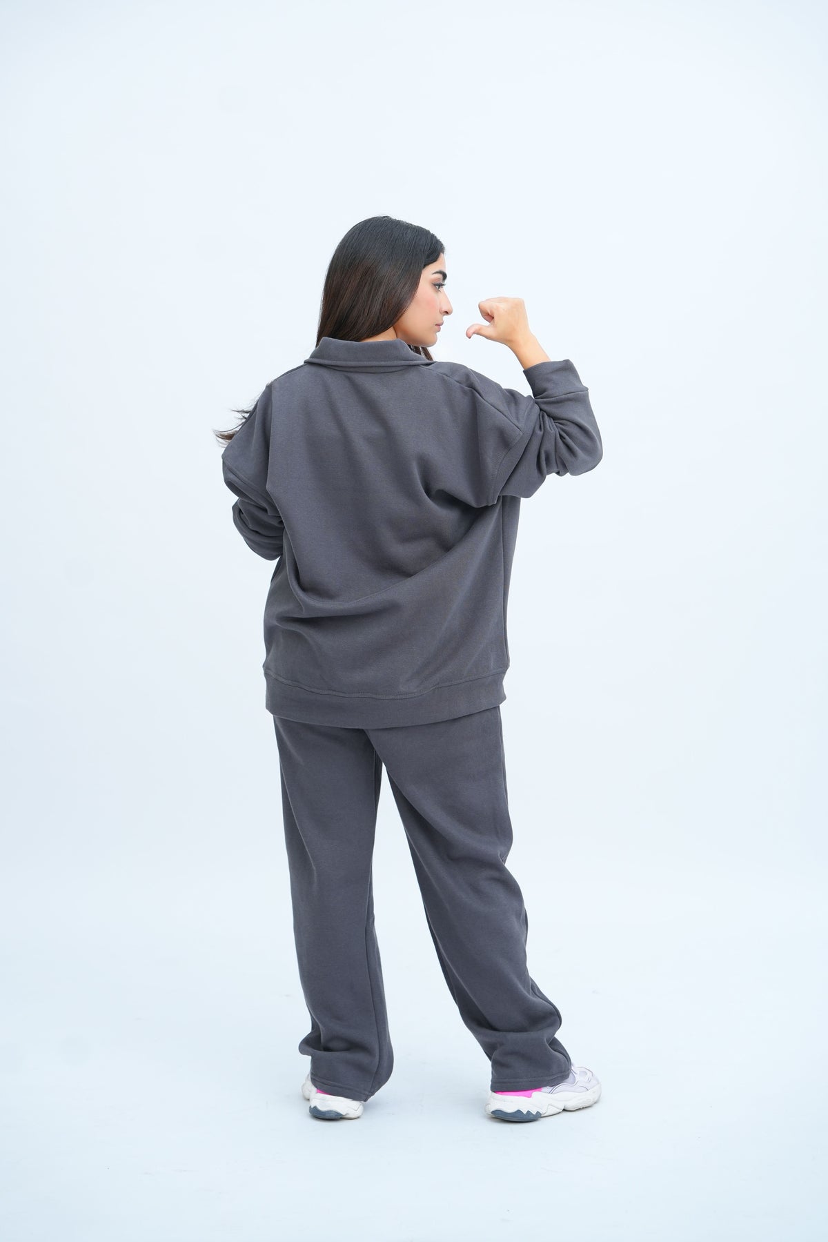 Grey Quarter Zipper Co-Ord Set