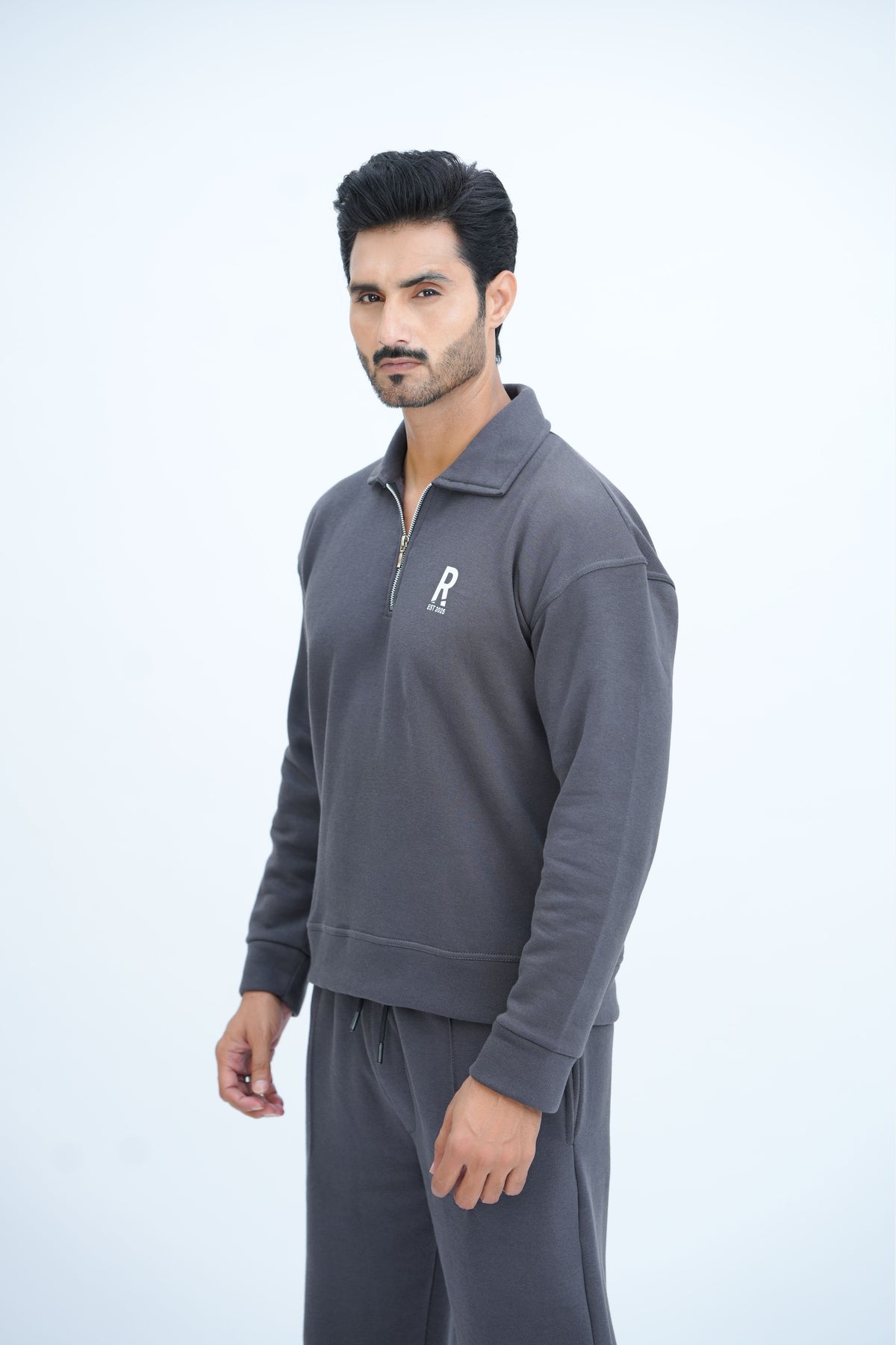 Grey Quarter Zipper Co-Ord Set