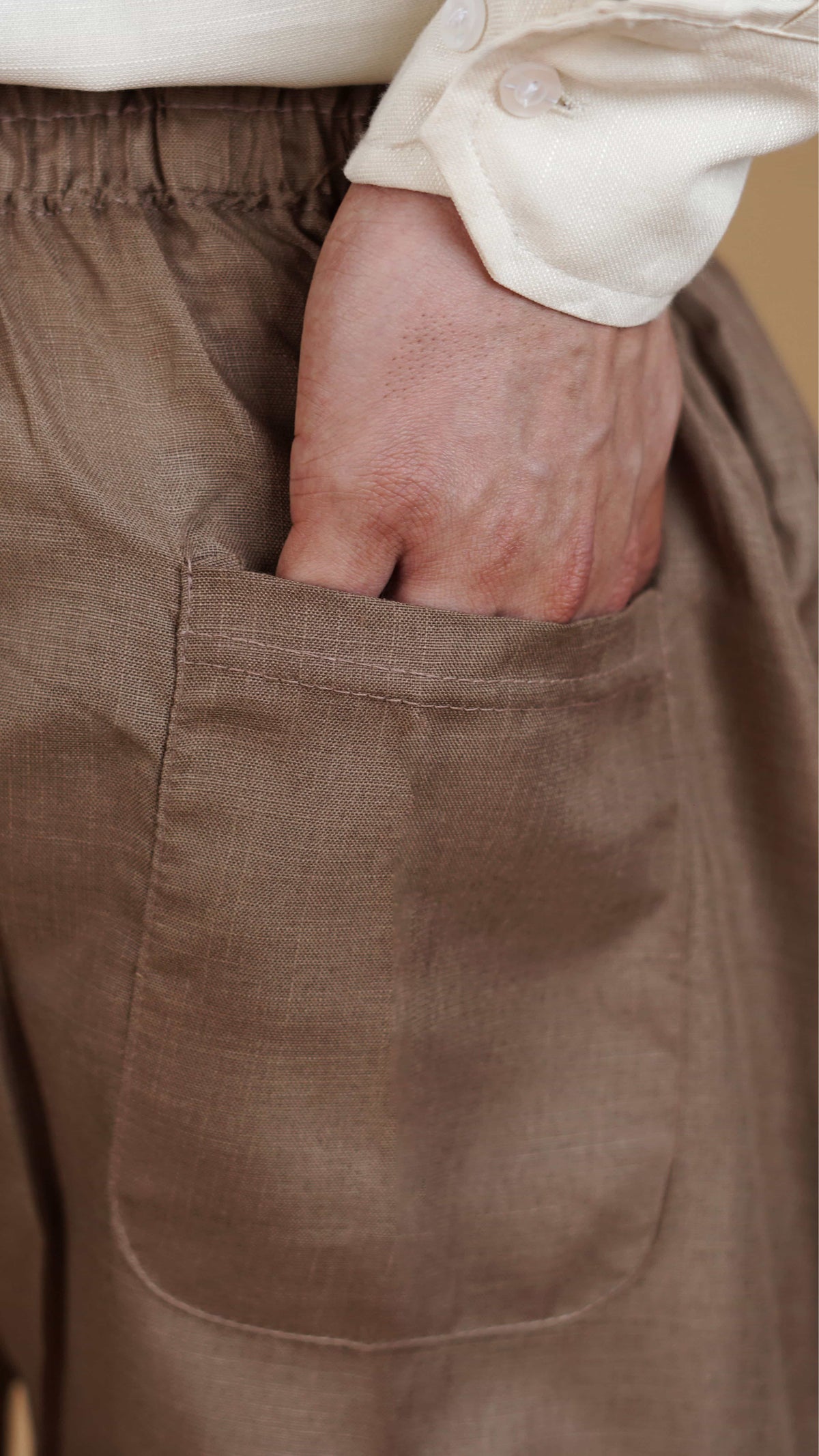 Camel Brown Linen Trousers