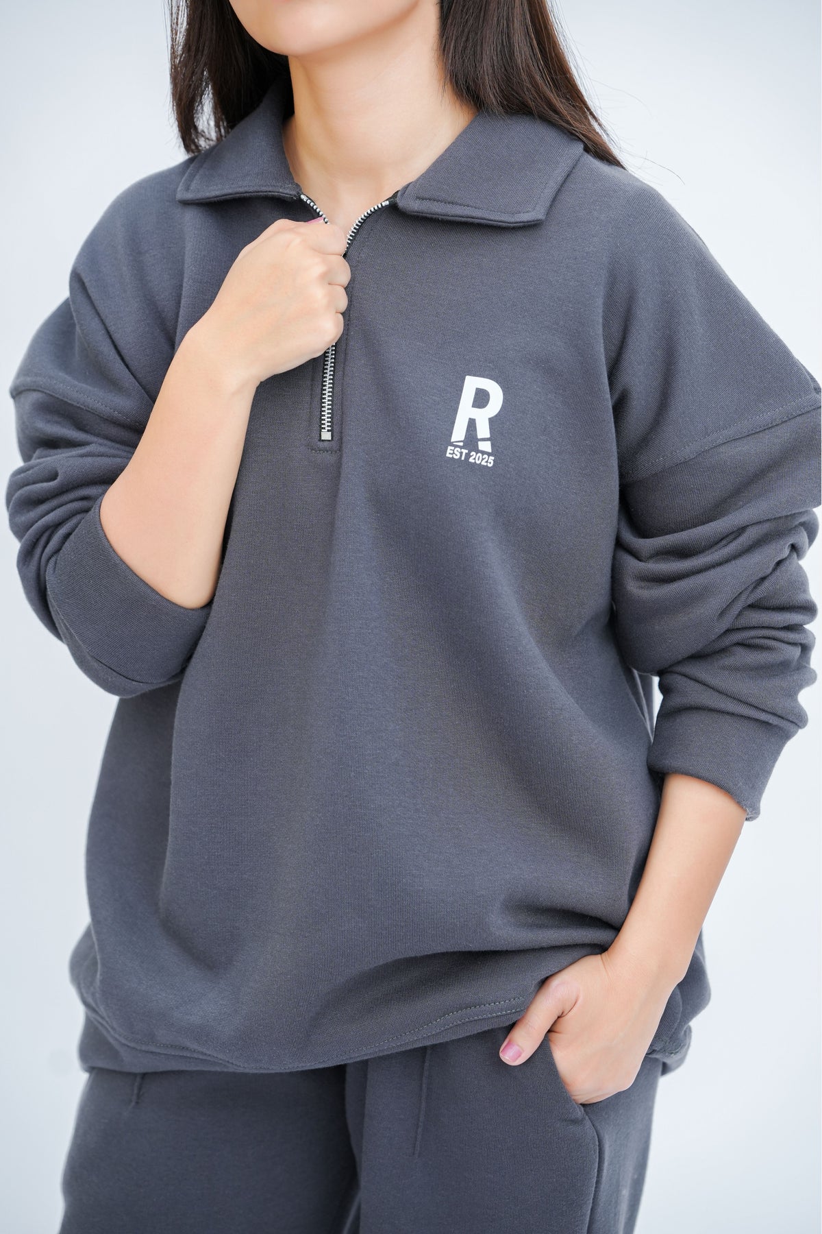 Grey Quarter Zipper