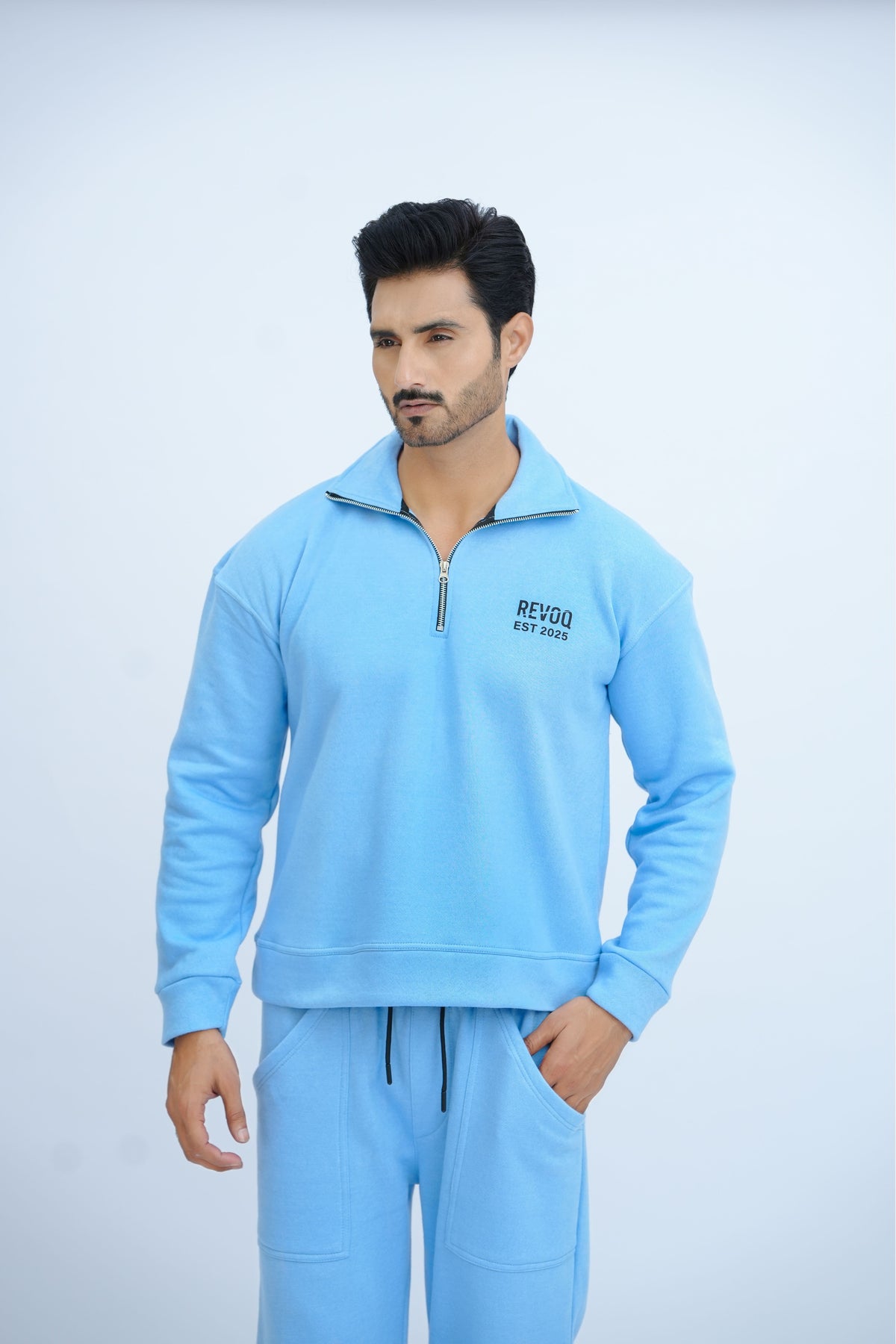 Blue Mock Neck Co ord - men