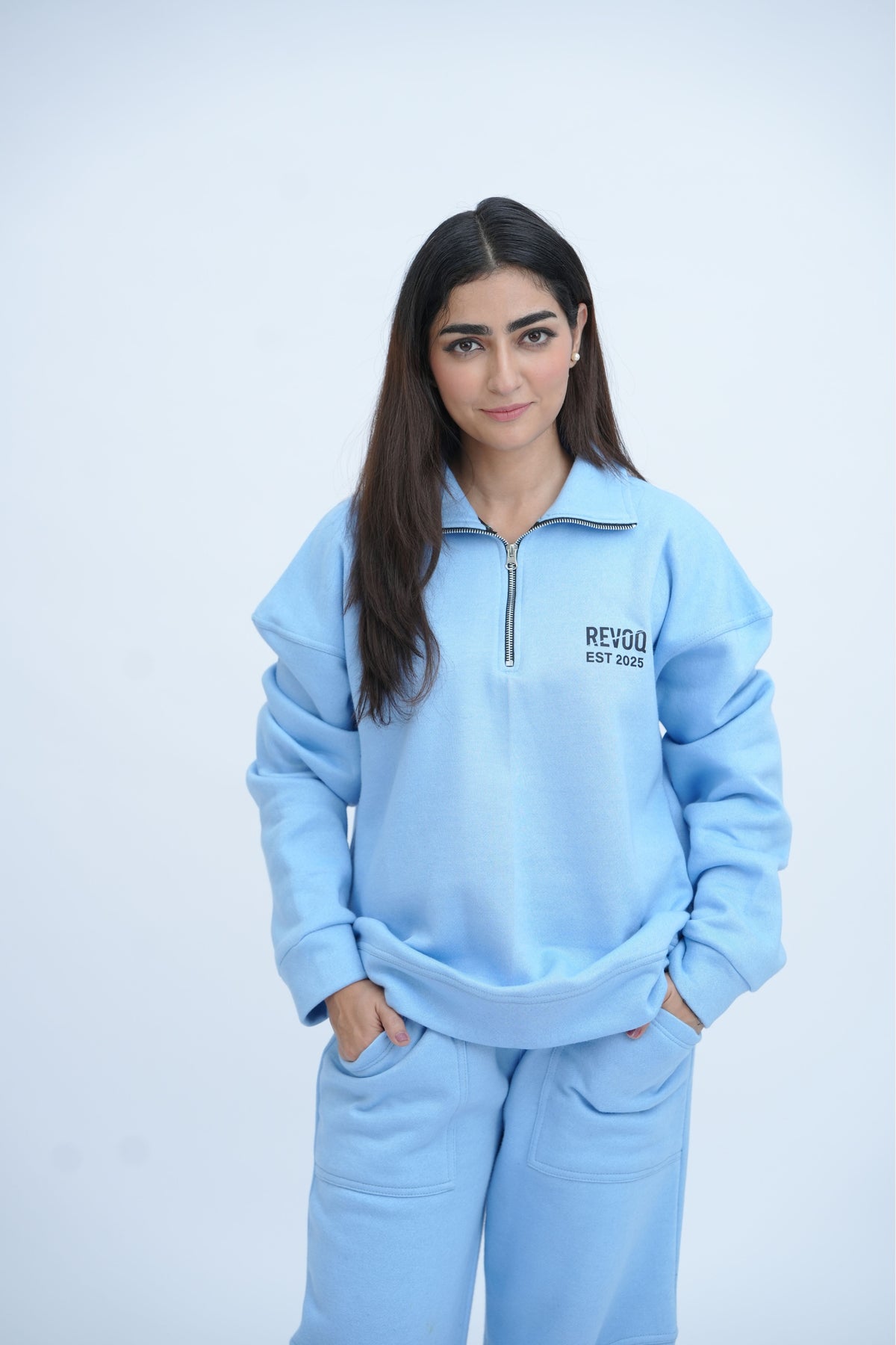 Blue Mock Neck