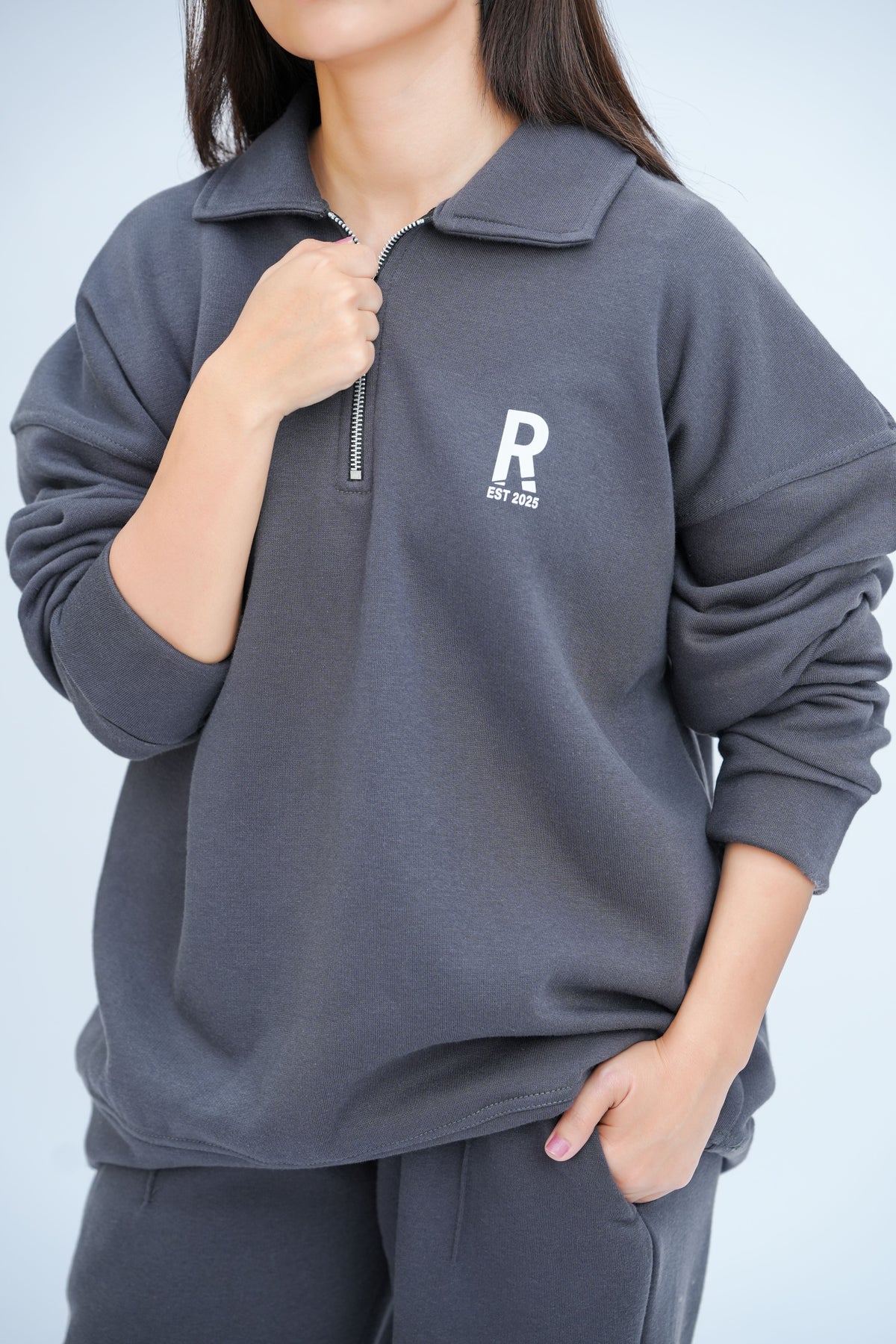 Grey Quarter Zipper Co-Ord Set