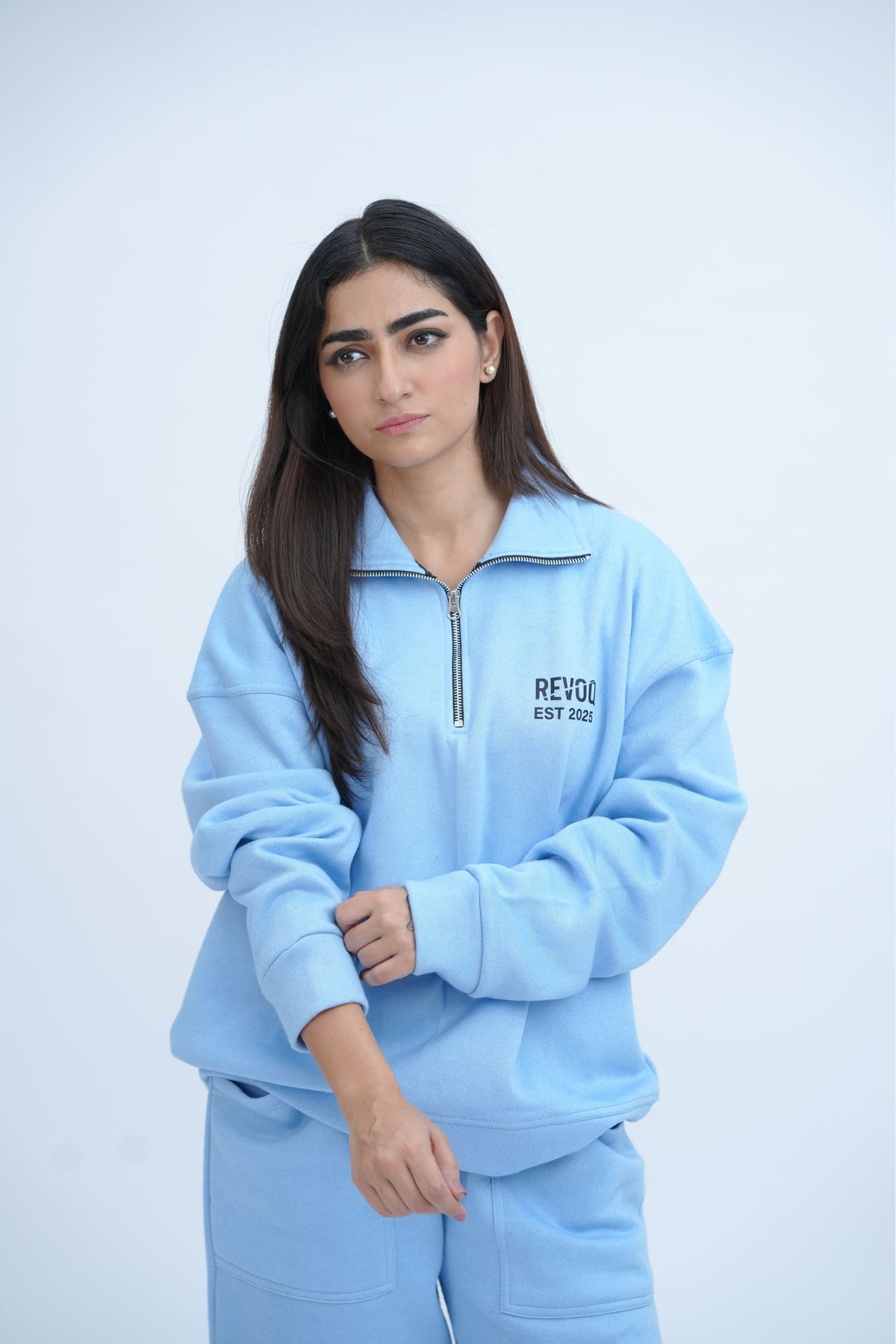 Blue Mock Neck