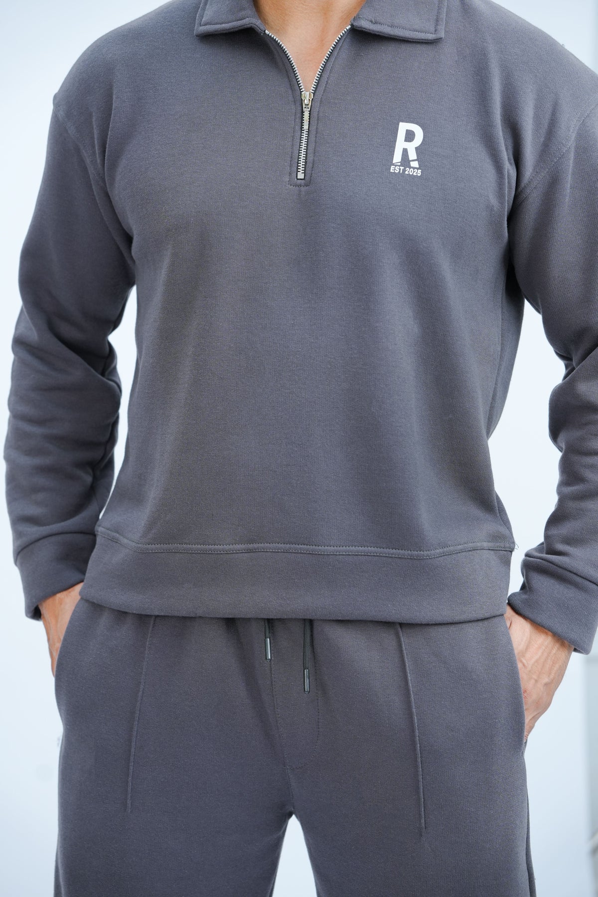Grey Quarter Zipper Co-Ord Set