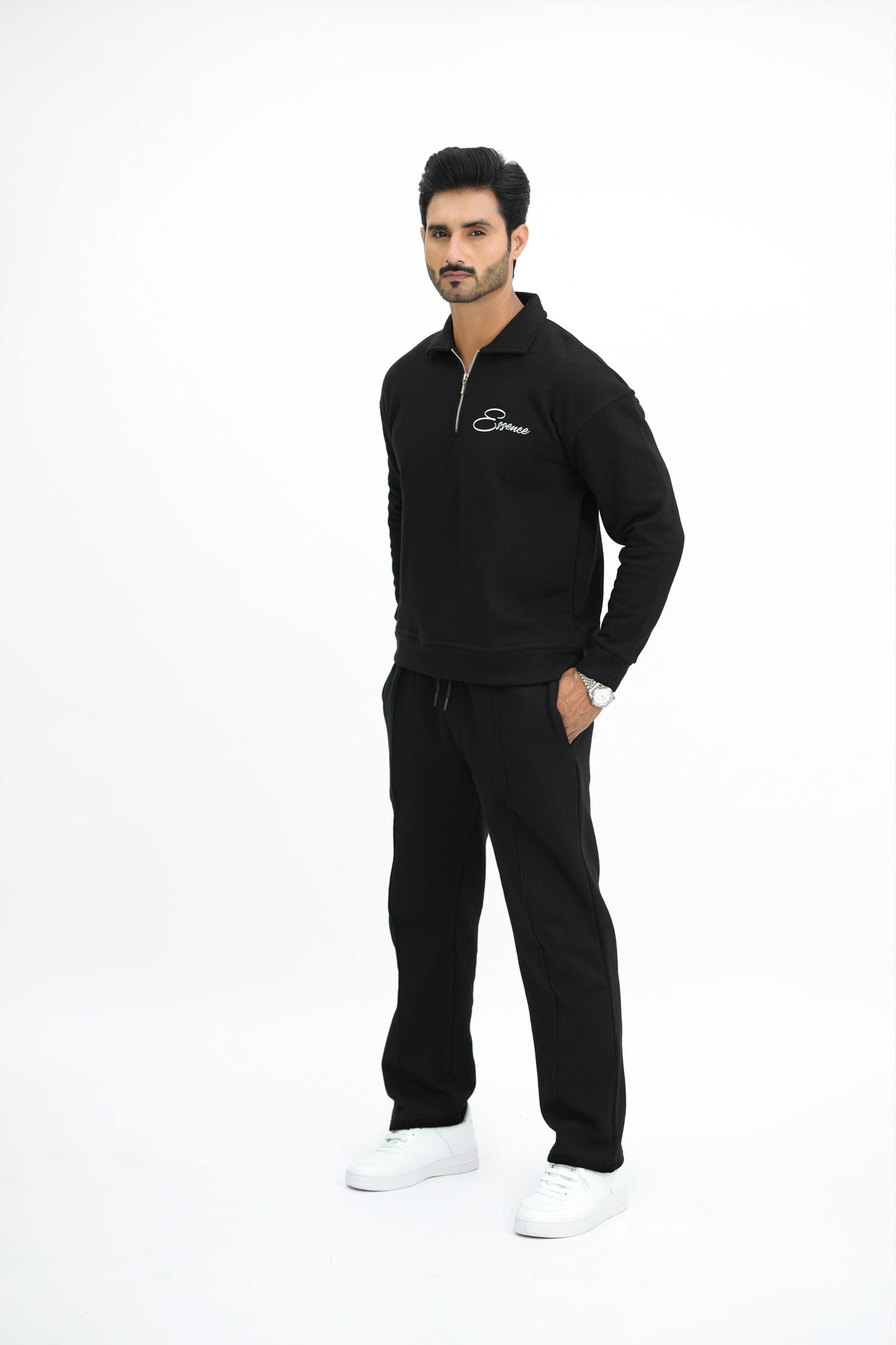 Black Quarter Zipper Co-Ord Set