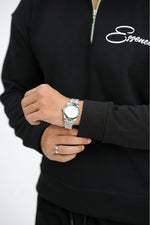 Black Quarter Zipper Co-Ord Set