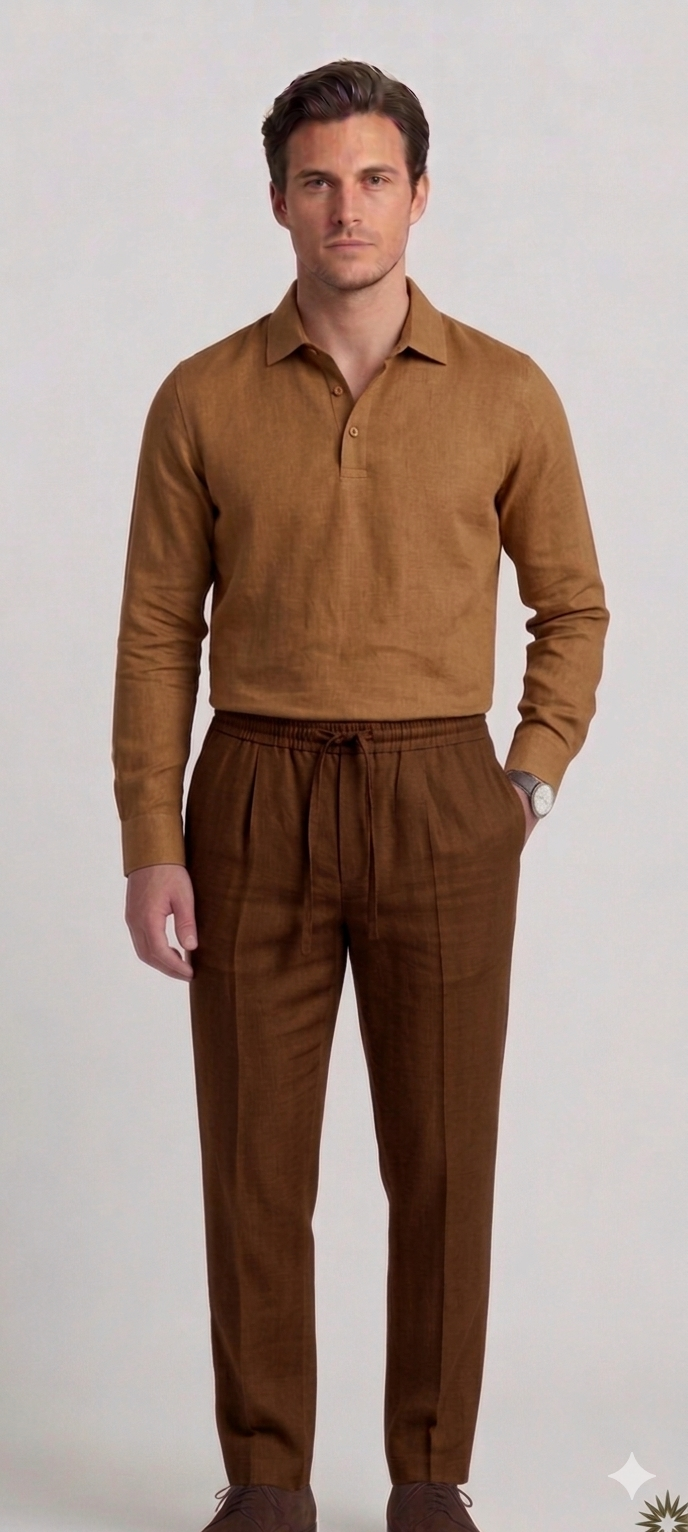 Camel Brown Linen Trousers