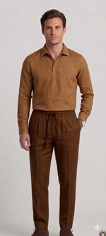 Camel Brown Linen Trousers