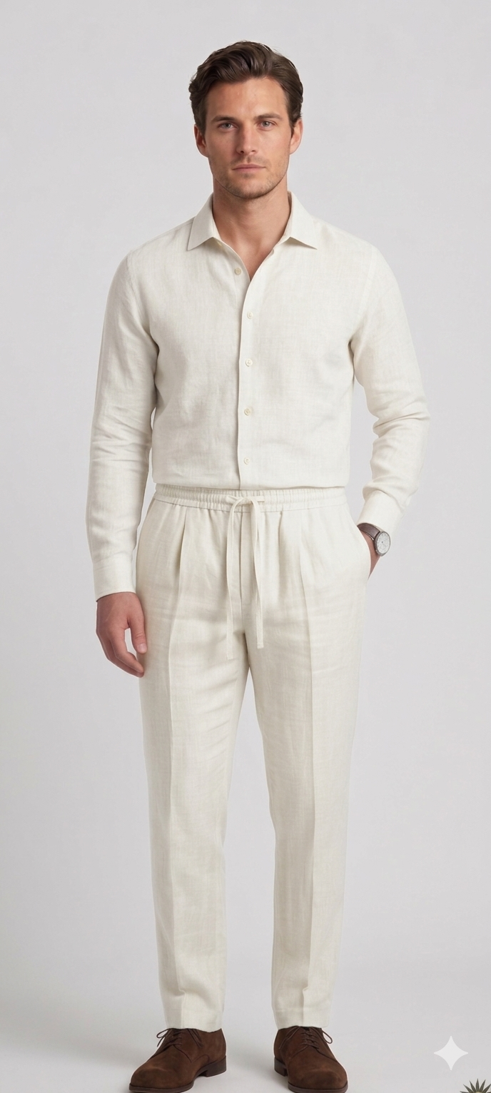 Beige Linen Trousers